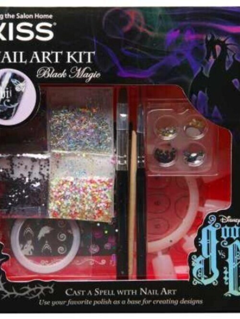 Kiss Disney Good & Evil BLACK MAGIC Nail Art Kit Enchanting & Sinister Designs